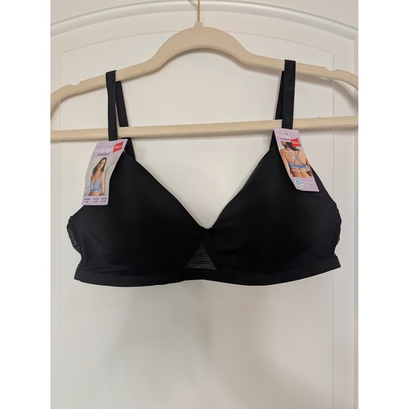 Hanes Other - Hanes Oh So Light Comfort Wire-Free Bra Black MHG521 Mesh Convertible Straps M
